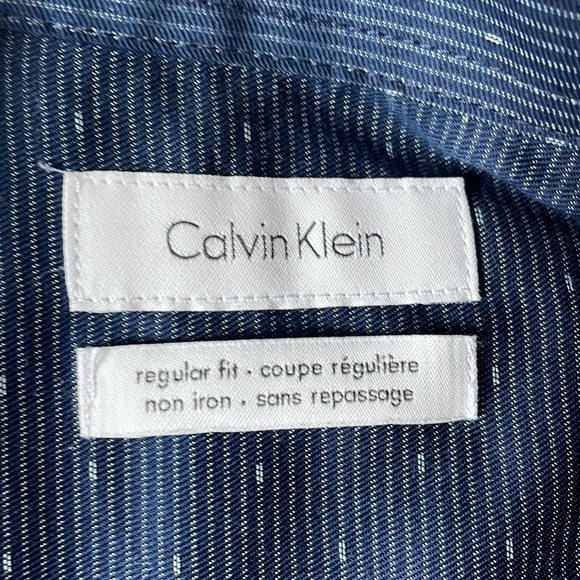 Calvin Klein baby blue dress shirt with faint white lines - Picture 2 of 3